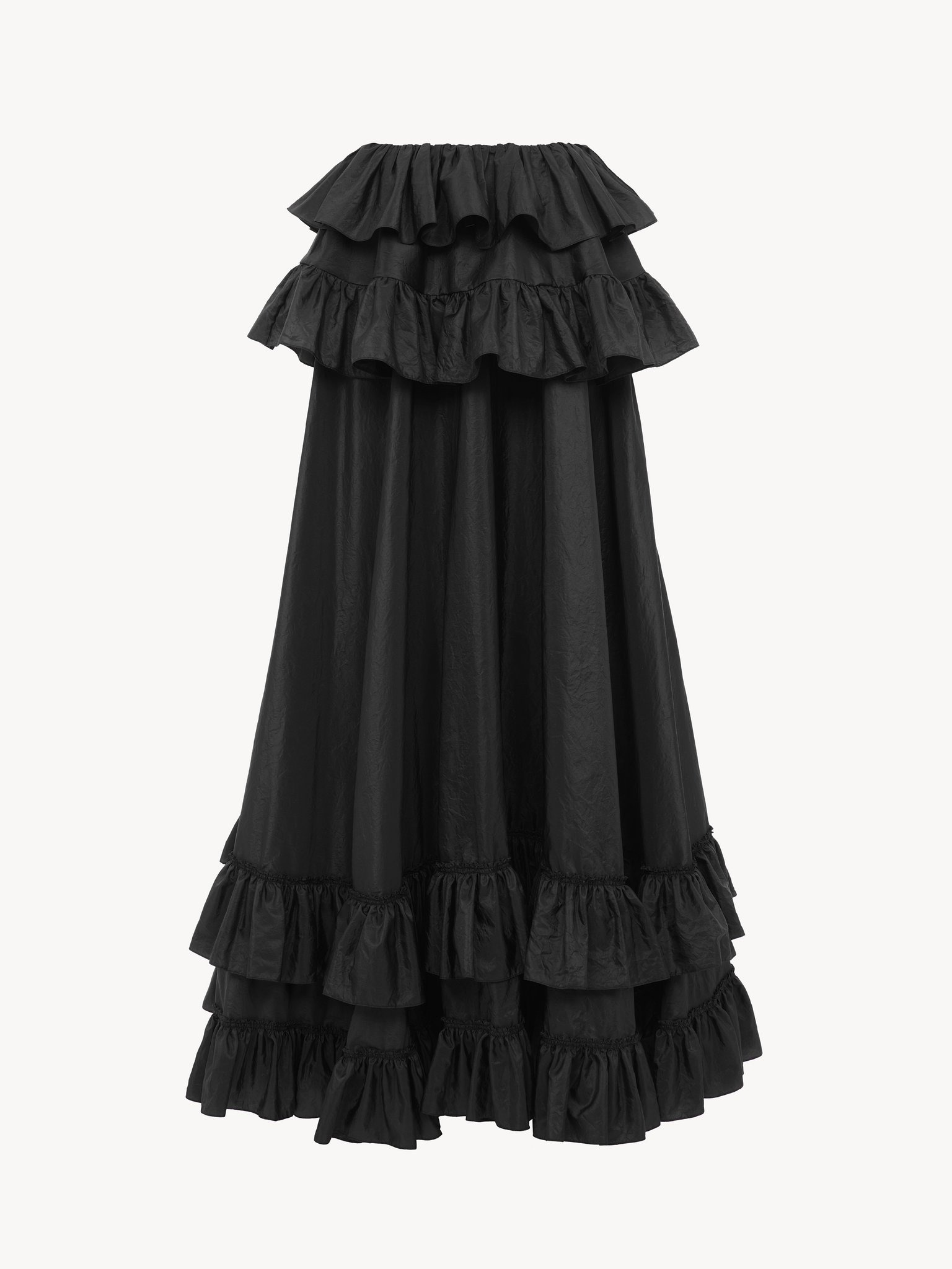 TIERED MAXI SKIRT IN WASHED SILK TAFFETA - 2