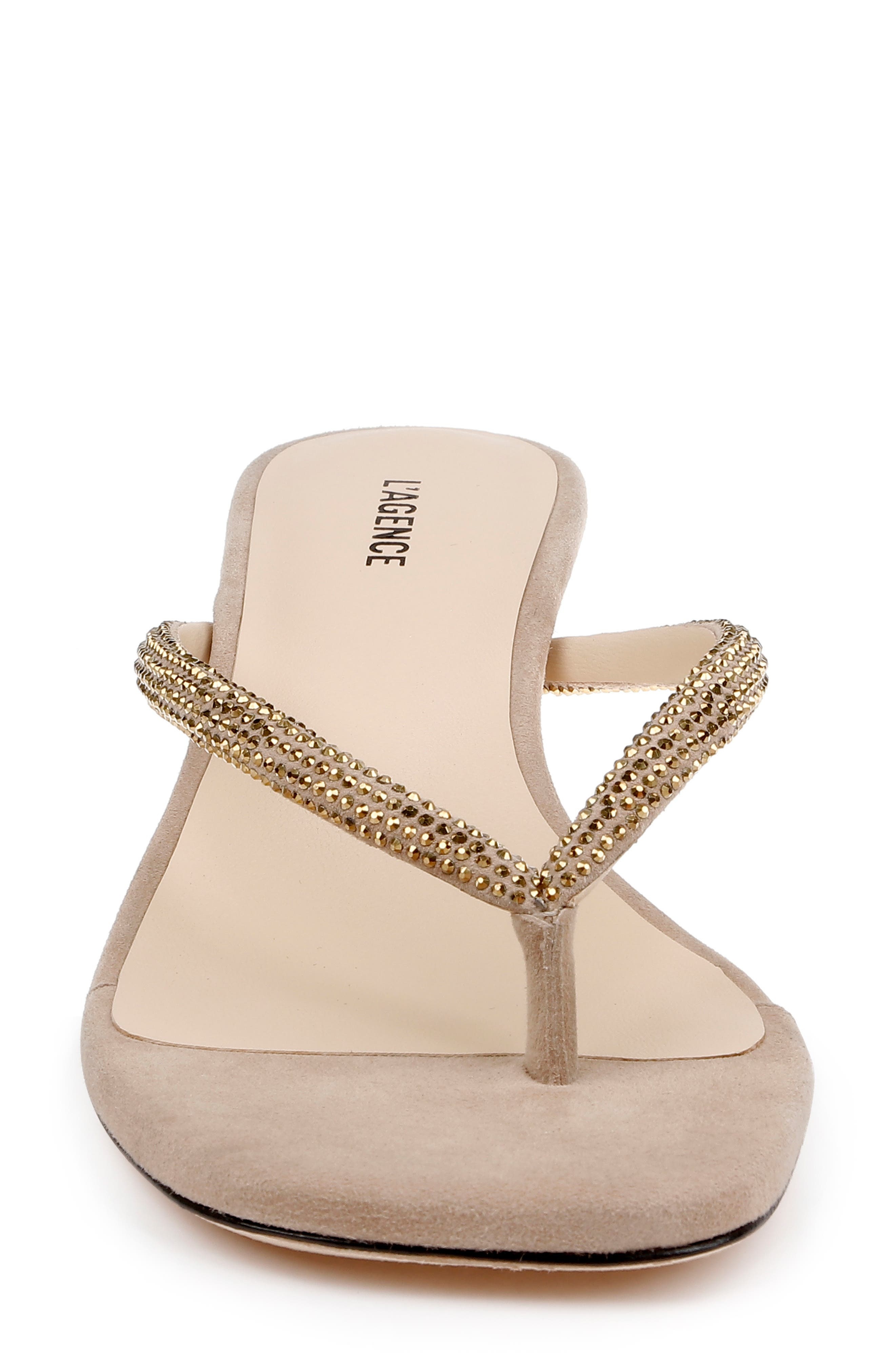 L'AGENCE Hortense Kitten Heel Sandal in Almond Nude at Nordstrom - 4
