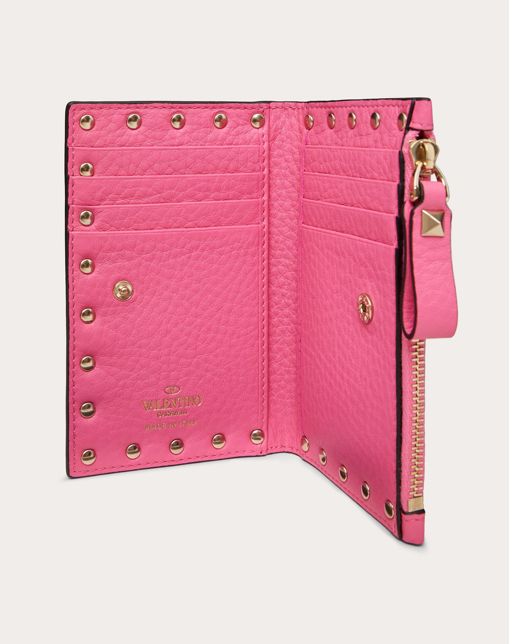 ROCKSTUD GRAINY CALFSKIN CARDHOLDER WITH ZIPPER - 5