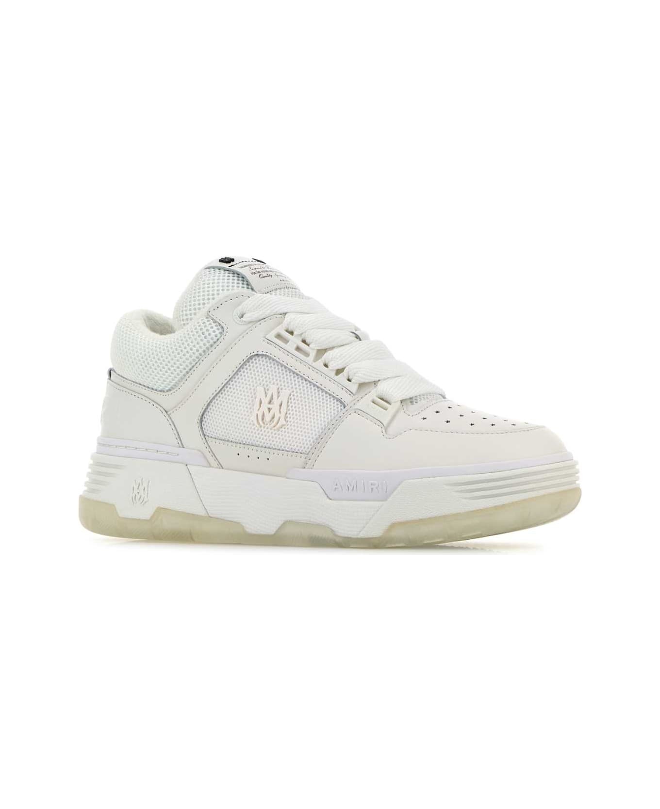 White Leather And Fabric Ma-1 Sneakers - 2