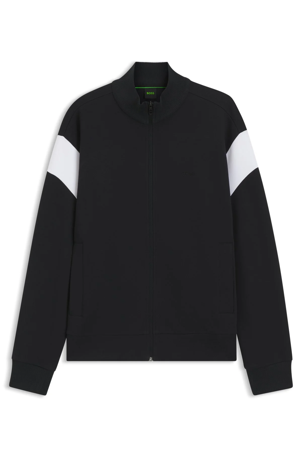 ZIPPERED COTTON-BLEND SWEATSHIRT WITH CONTRAST INSERTS - 1