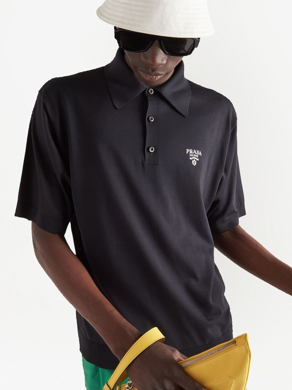 logo-embroidered silk polo shirt - 4