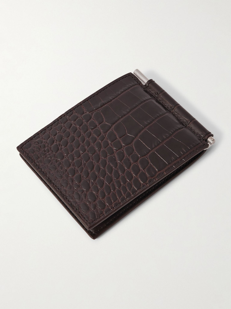 TOM FORD Croc-Effect Leather Billfold Wallet Brown outlook