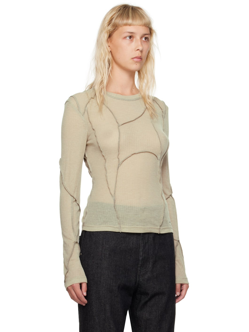 Khaki Crysophere Long Sleeve T-Shirt - 4