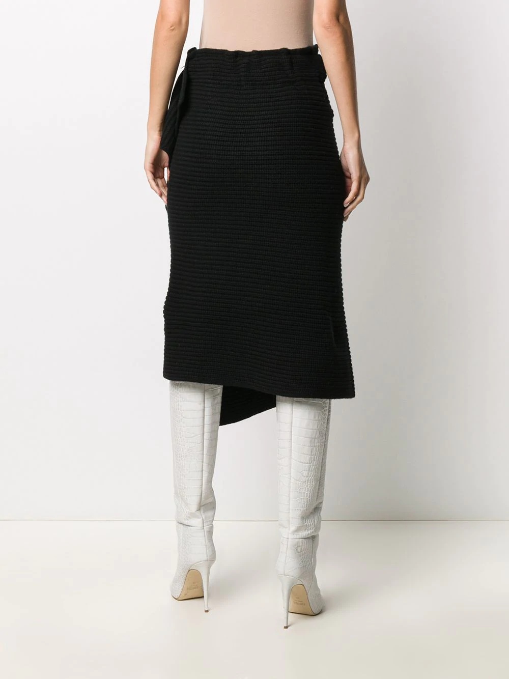 ribbed-knit drape skirt - 4