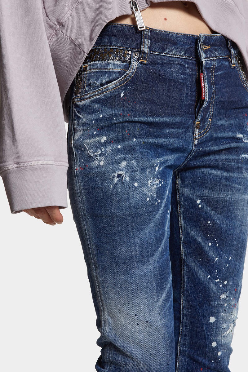 DARK BROKEN KNEE WASH COOL GIRL JEANS - 5