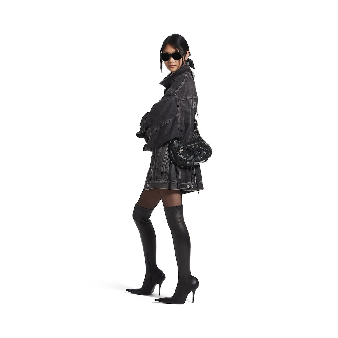 Women's Le Cagole Small Shoulder Bag in Black - 7