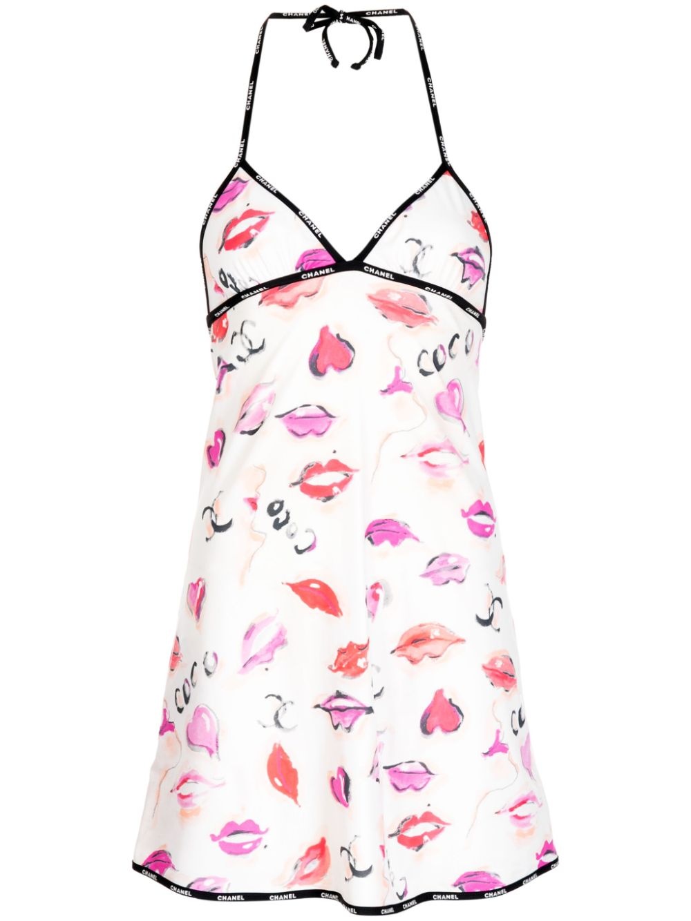 2010 lip-print halterneck minidress - 1