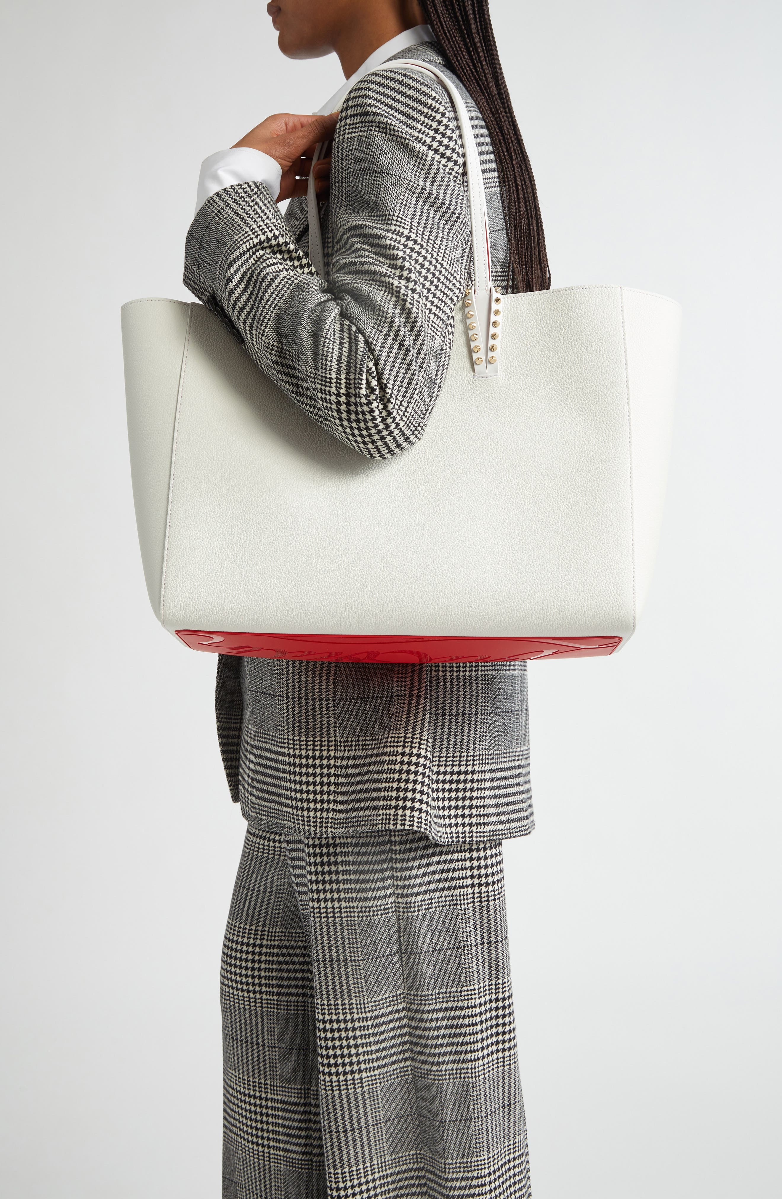 Christian Louboutin Large Cabata Soft Leather Tote Bag in Bianco/Gold at Nordstrom - 2