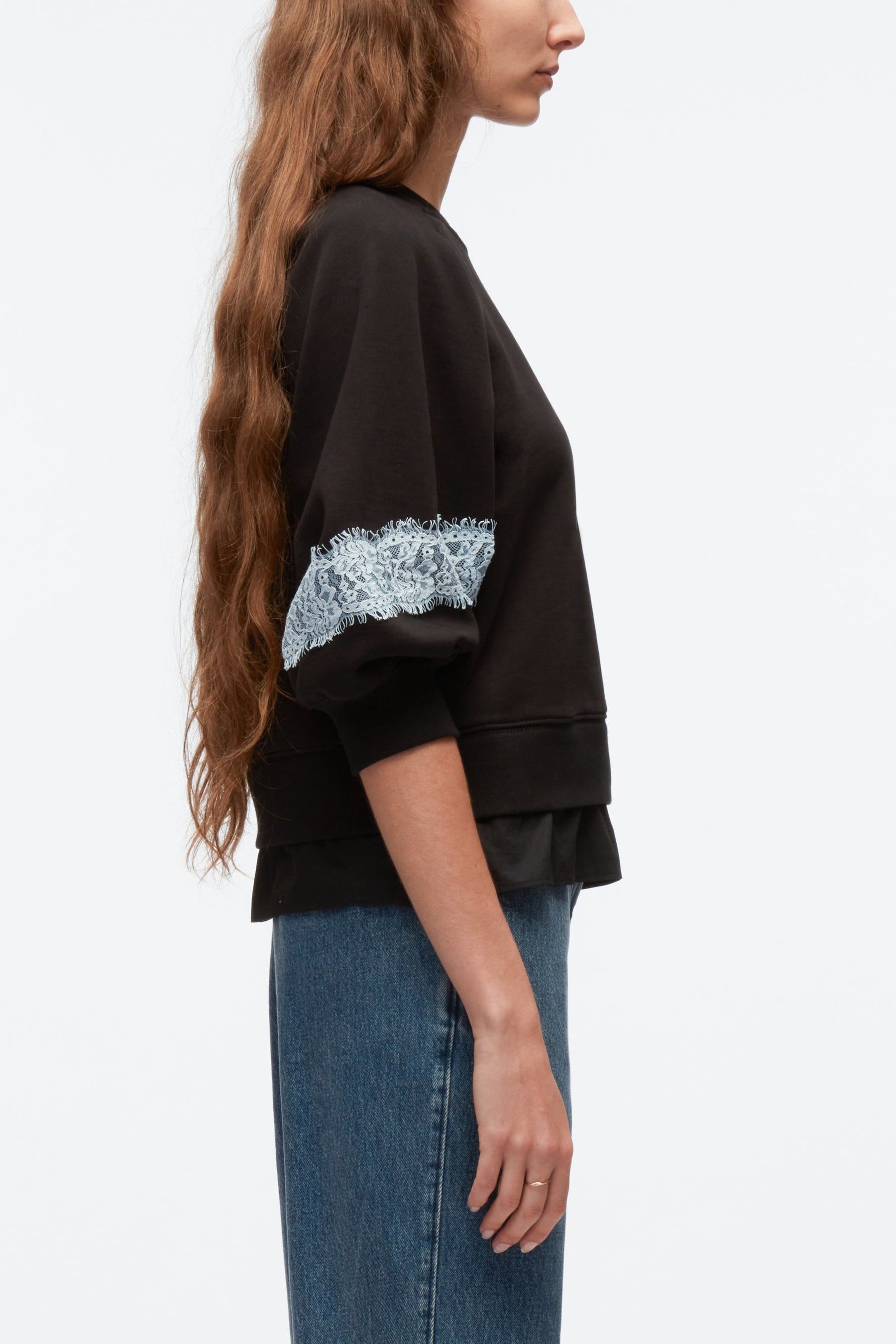 Lantern Sleeve Cotton Sweatshirt - 3