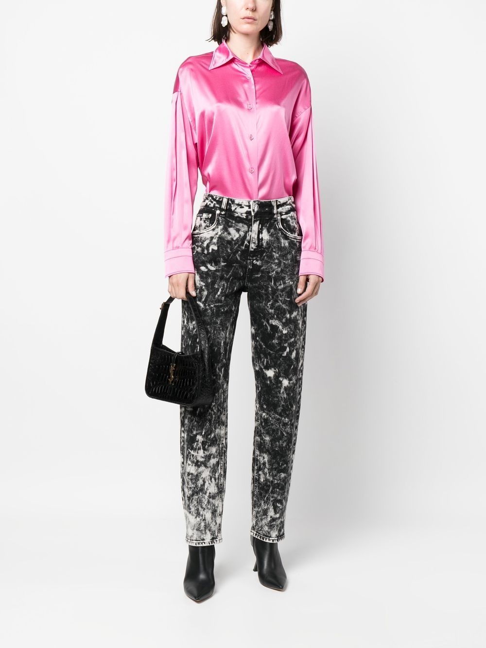 pointed-collar button-up shirt - 2