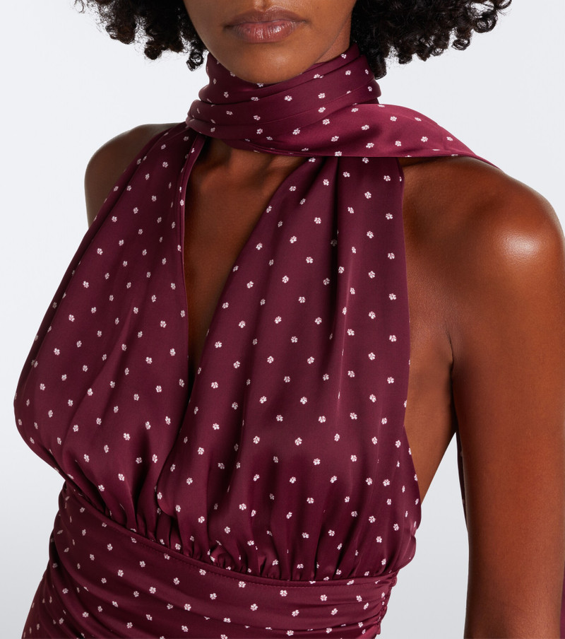 Polka-dot halterneck satin midi dress 3