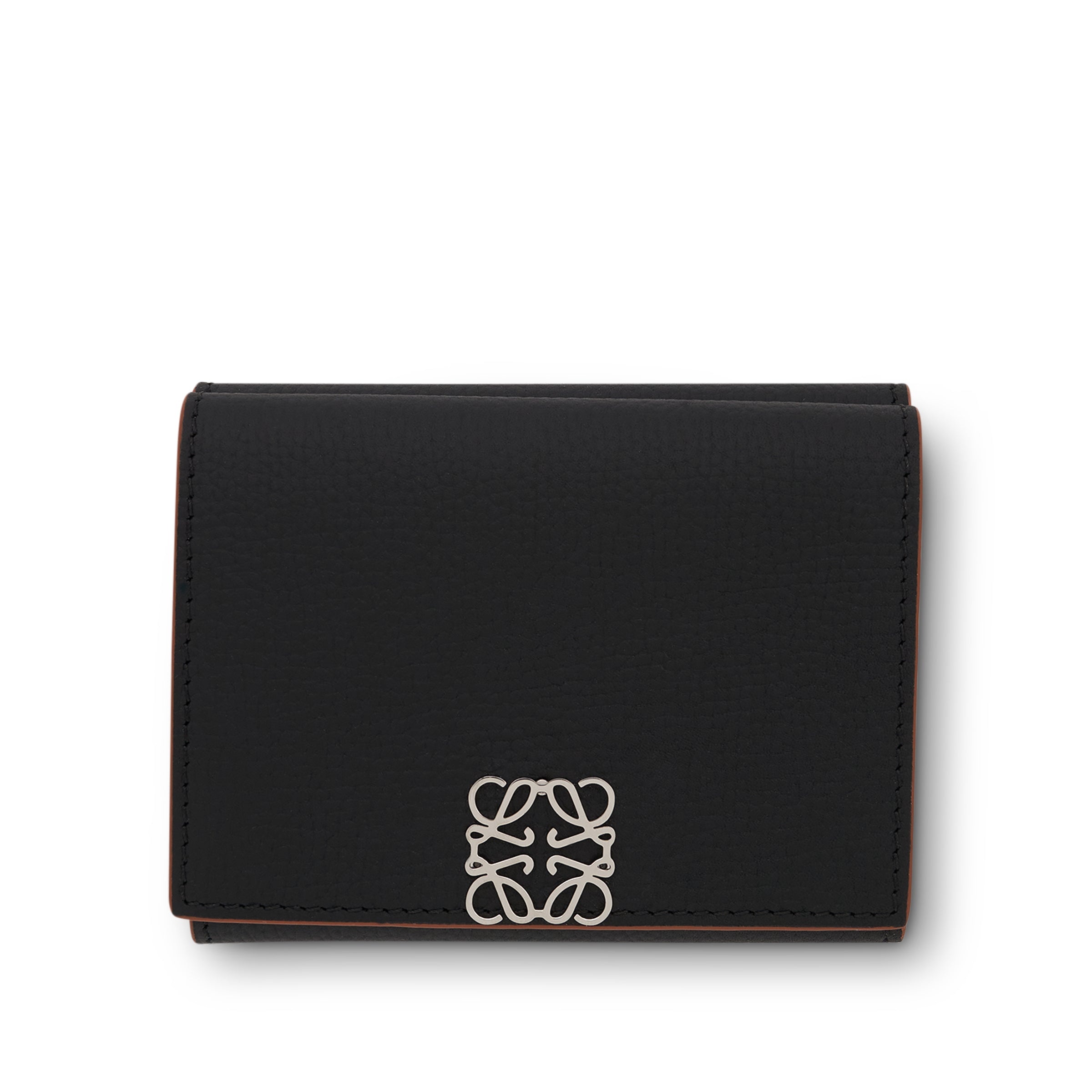 Anagram Trifold Wallet Pebble Grain Calfskin in Black - 1