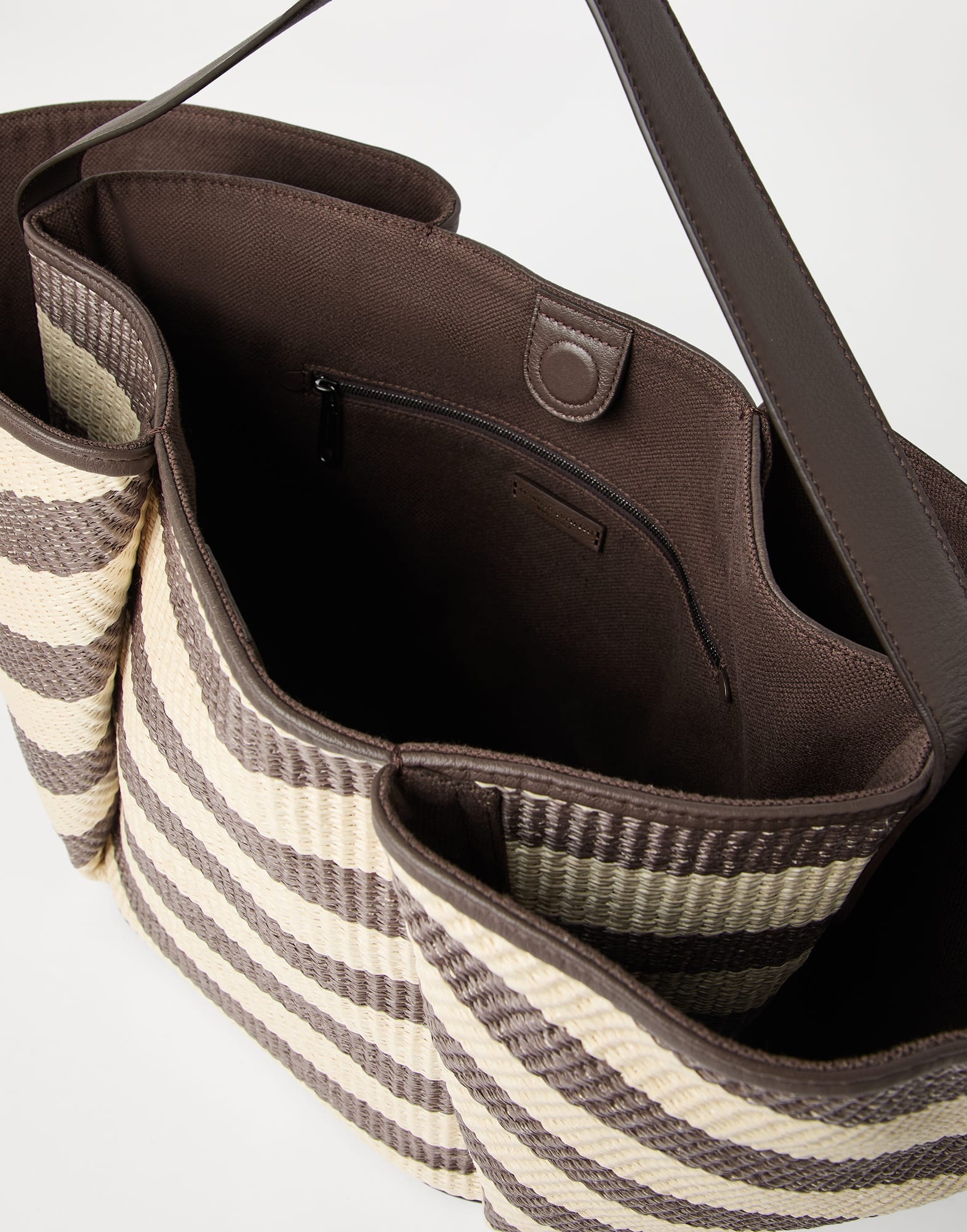 Marina large shopper bag in striped techno cotton raffia - 5