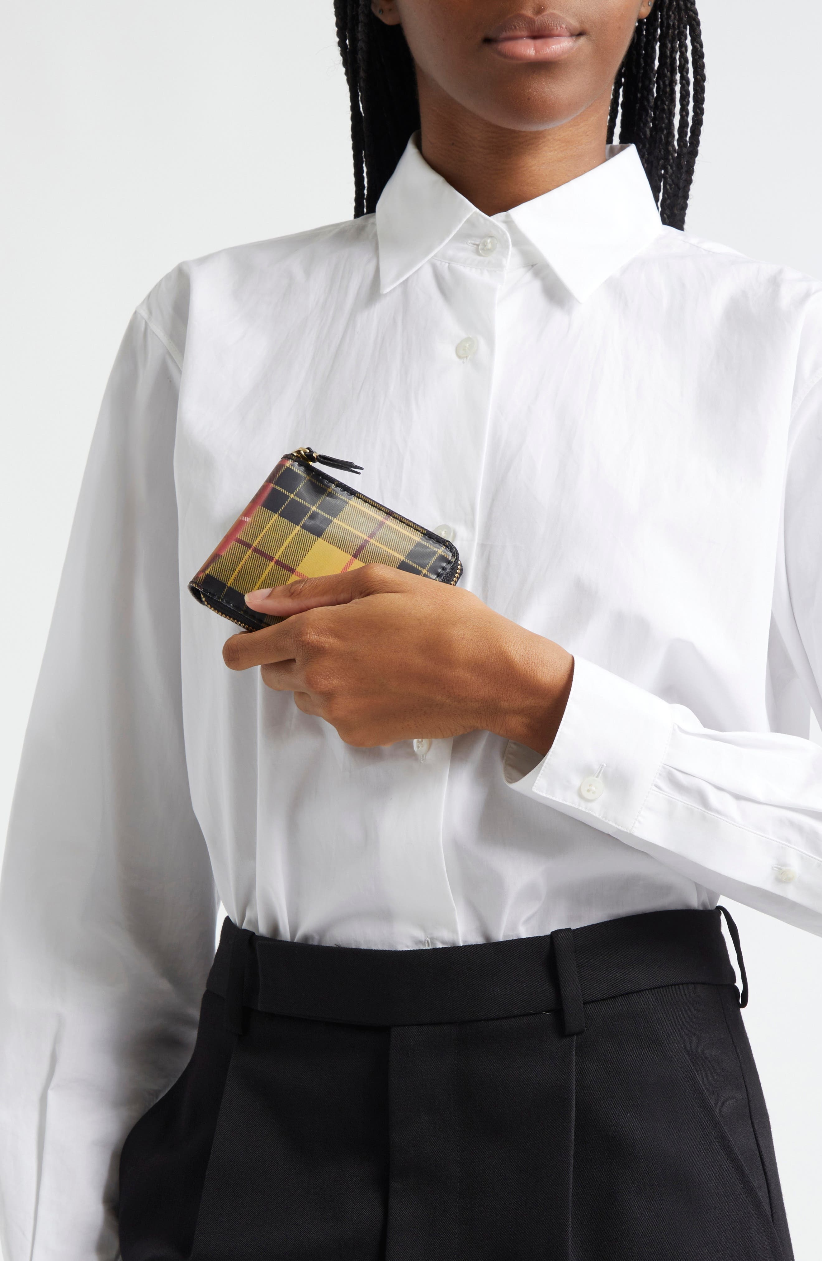 Comme des Garçons Wallets Lenticular Tartan Coated Leather Half Zip Wallet in Red/Yellow at Nordstro - 3
