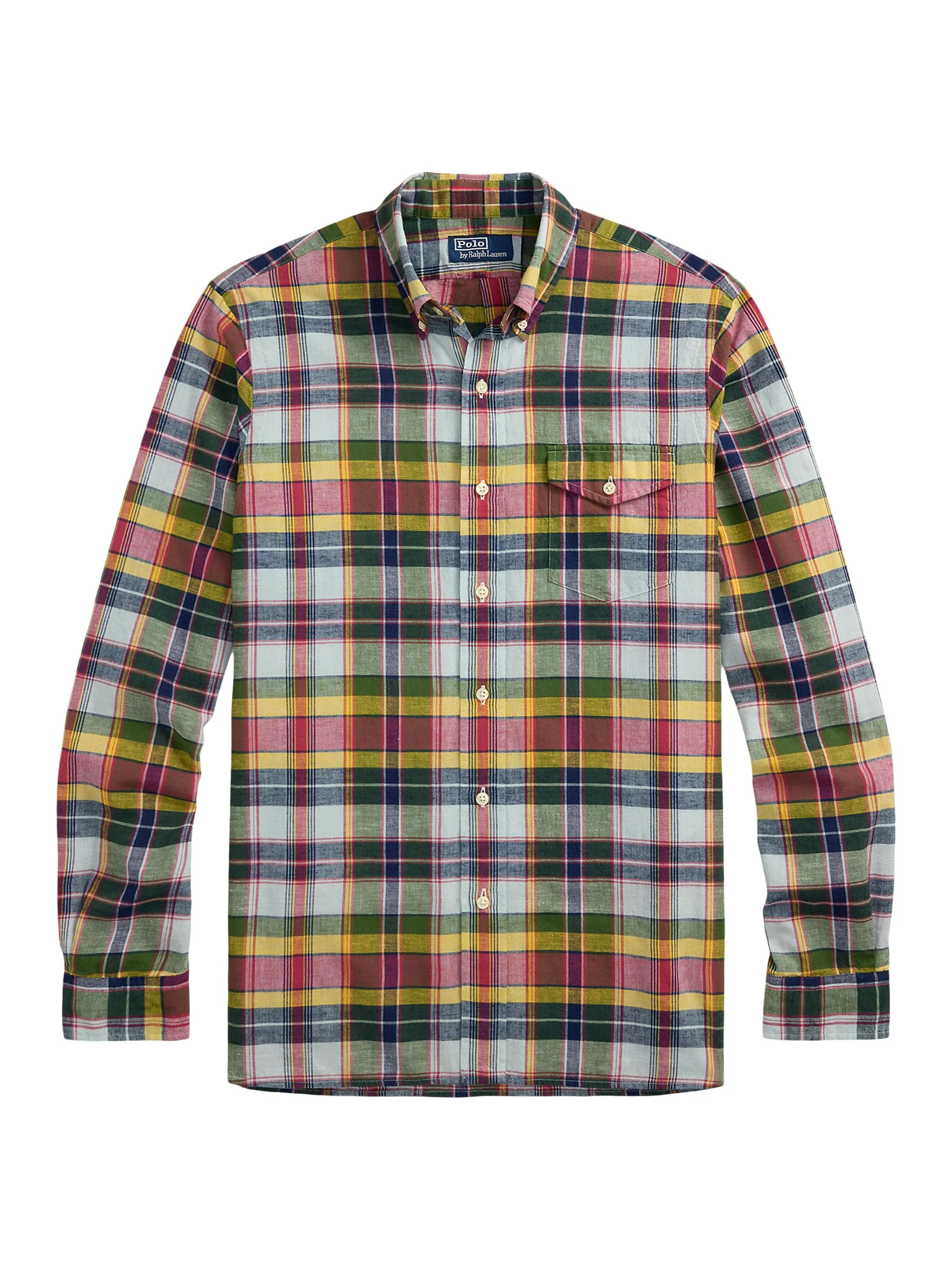 Men's Classic Fit Madras Plaid Shirt - Navy Red Multi - 1