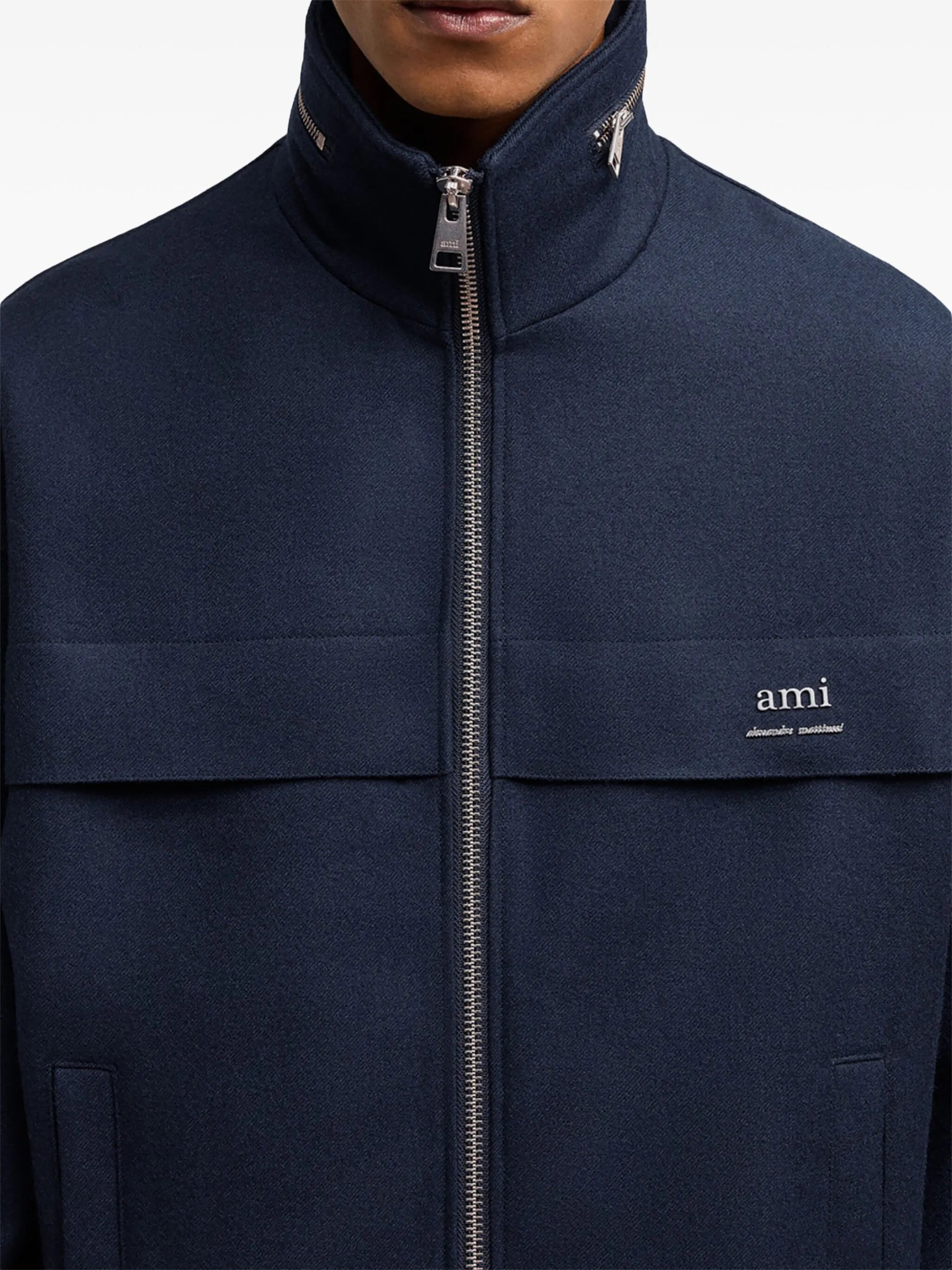 Ami Paris Virgin Wool Hooded Jacket - 6