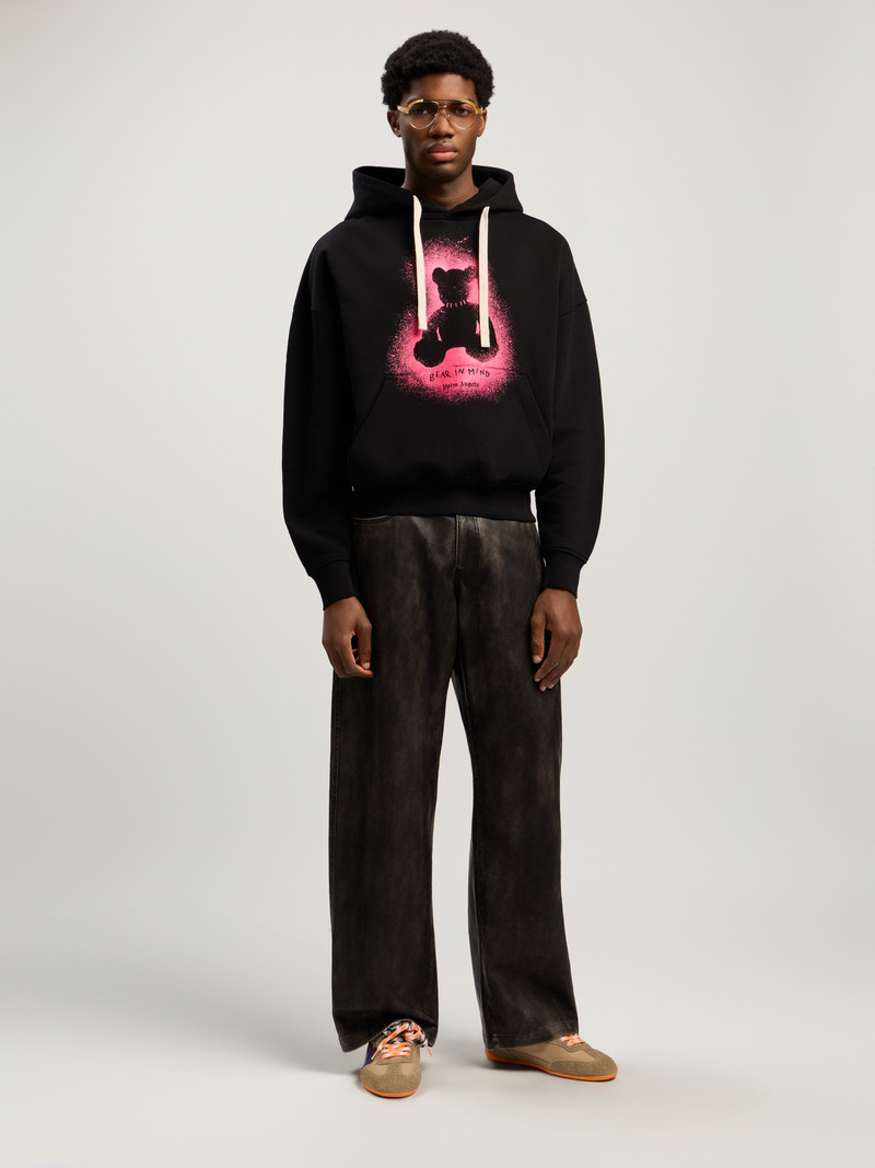 Palm Angels Spray Bear Loose Hoodie outlook
