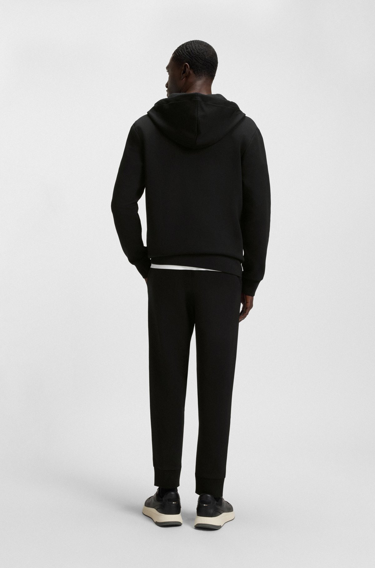 STRETCH-COTTON ZIP-UP HOODIE WITH LOGO PRINT - 5