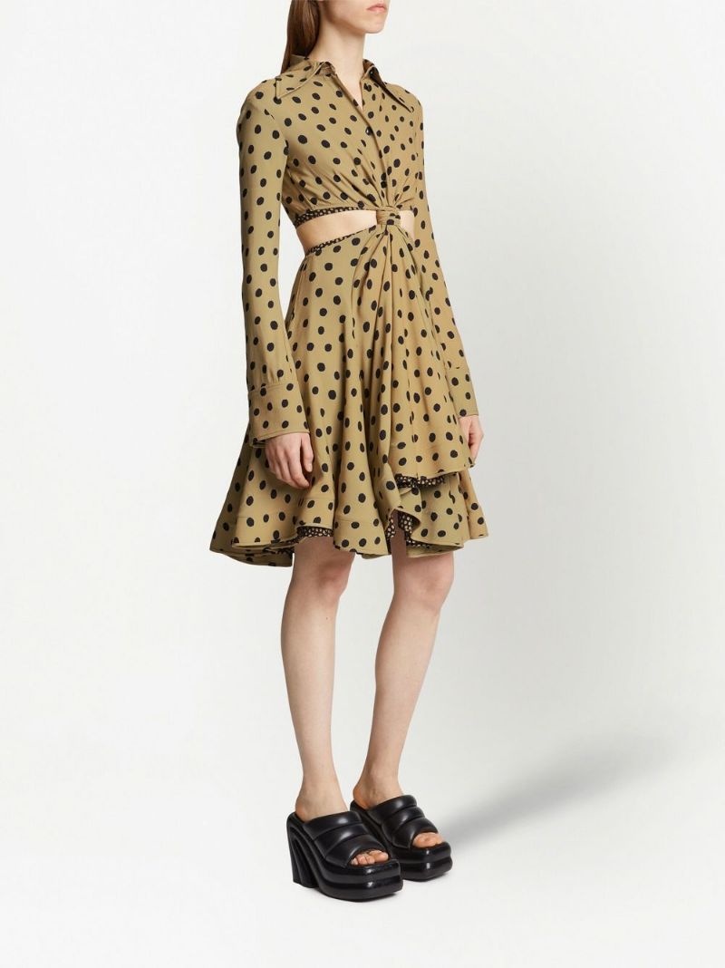 polka dot-print cut-out shirt dress - 3