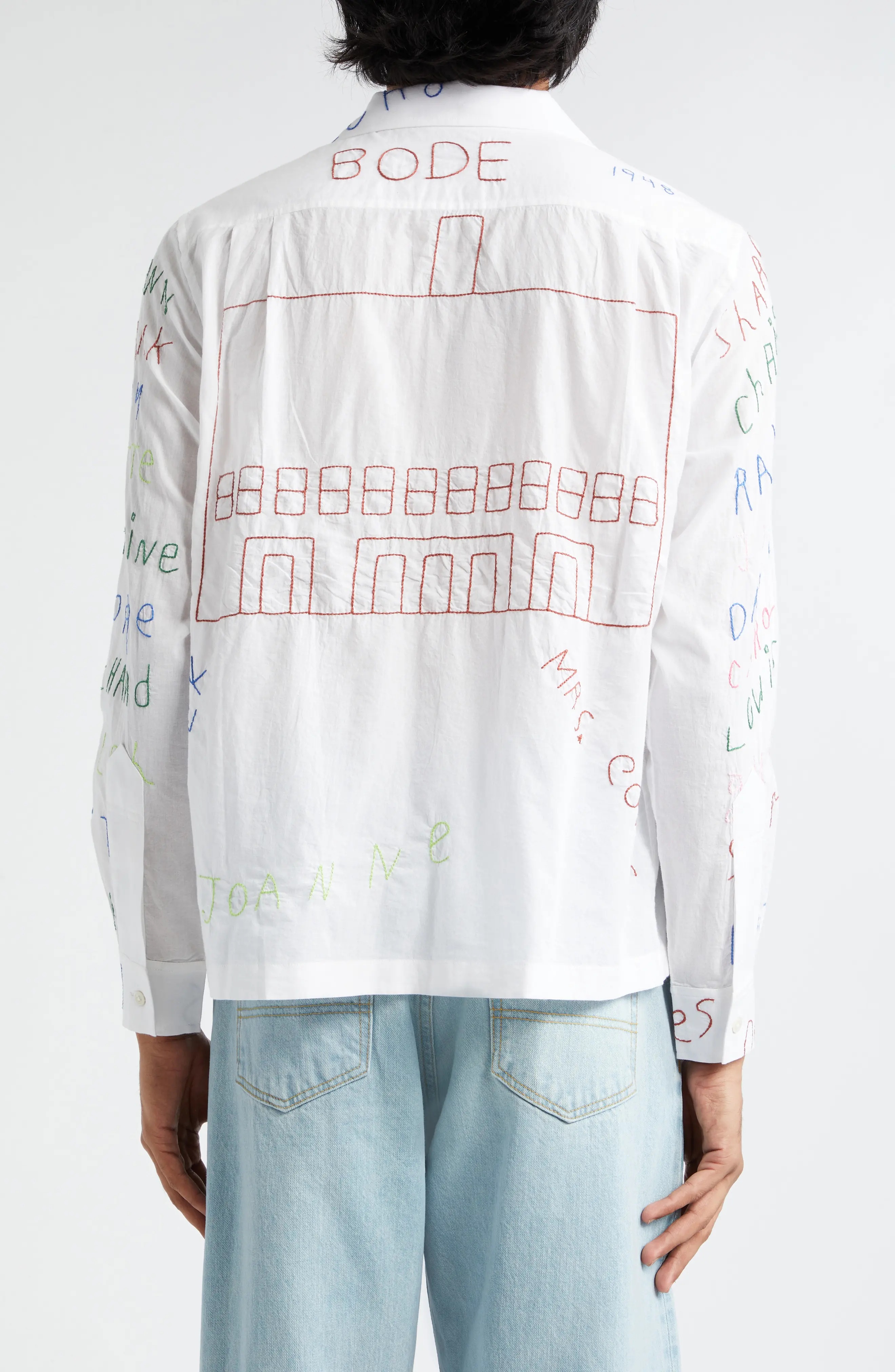 Familial Hall Embroidered Long Sleeve Camp Shirt - 2