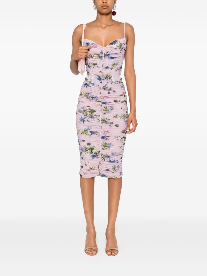 Blumarine floral-print ruched midi day dress outlook