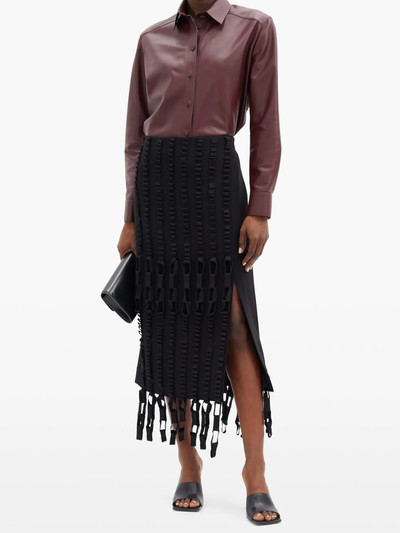 Salvatore Ferragamo Grosgrain chain-trimmed wool-crepe skirt outlook