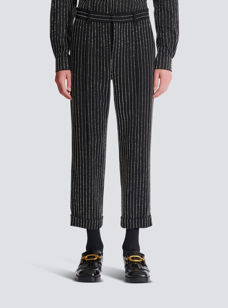 Straight-leg trousers with crystal stripes 5