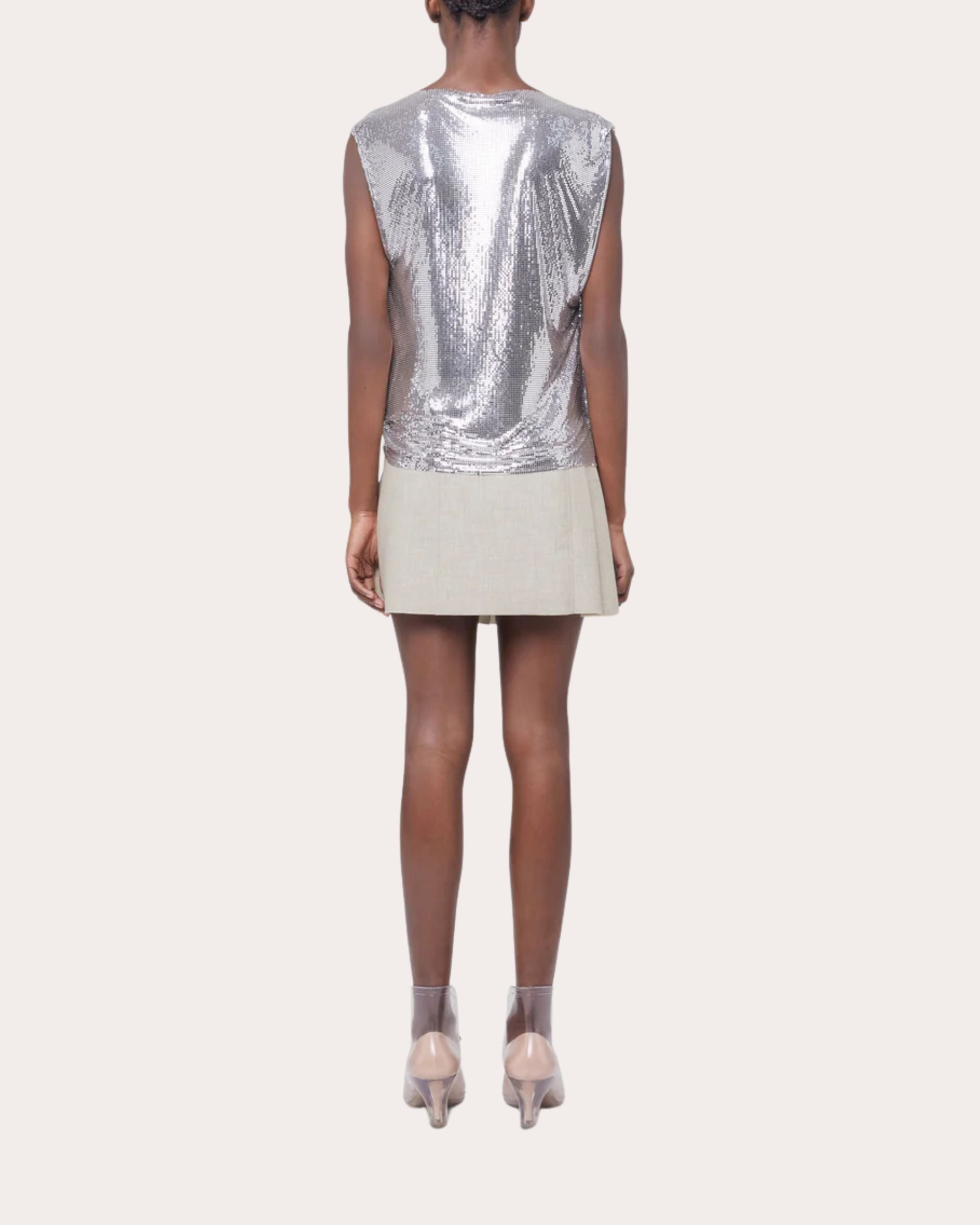 Mottled Wool Pleated Mini Skirt - 3