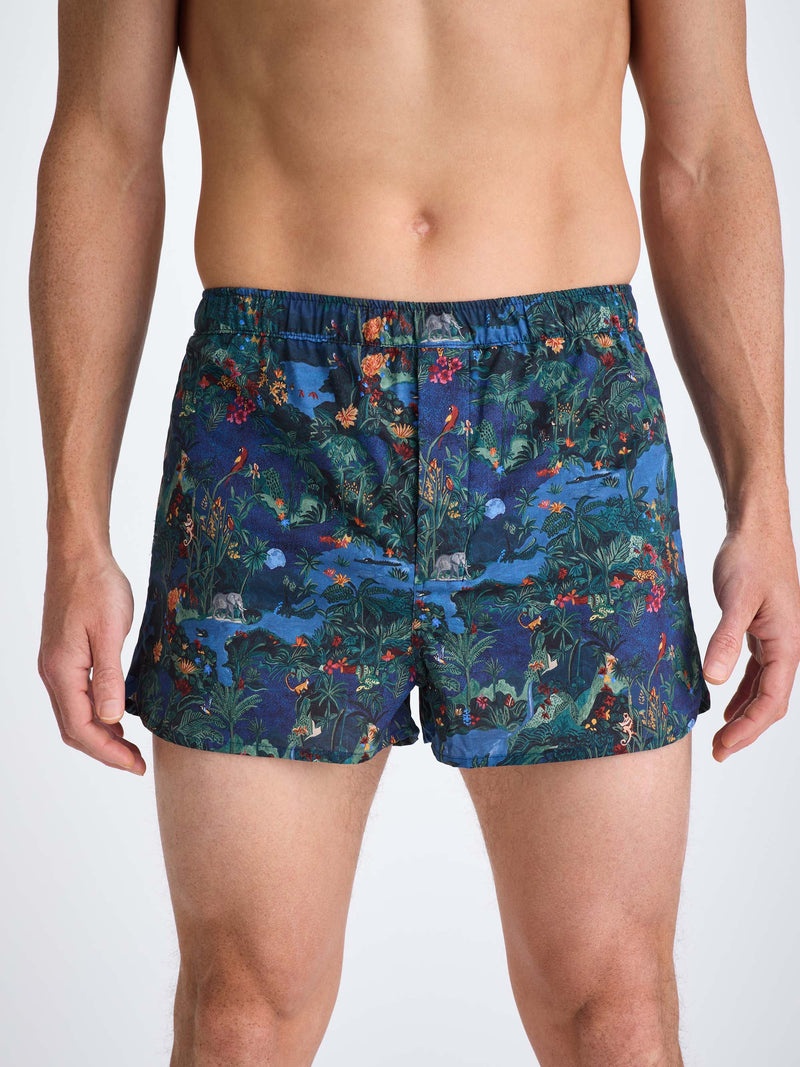Men's Modern Fit Boxers Cotton Batiste Multi Midnight Jungle Print - 3