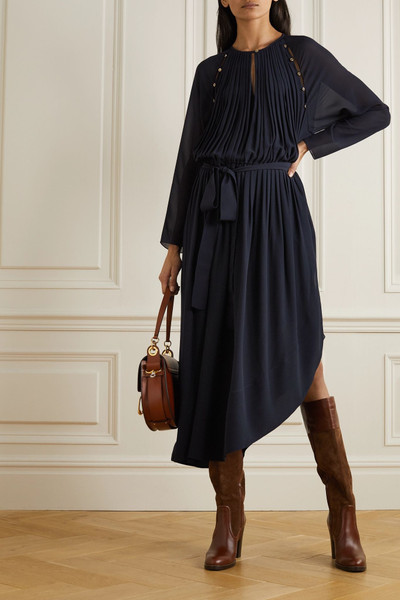 Chloé Button-detailed silk-crepe midi dress  outlook