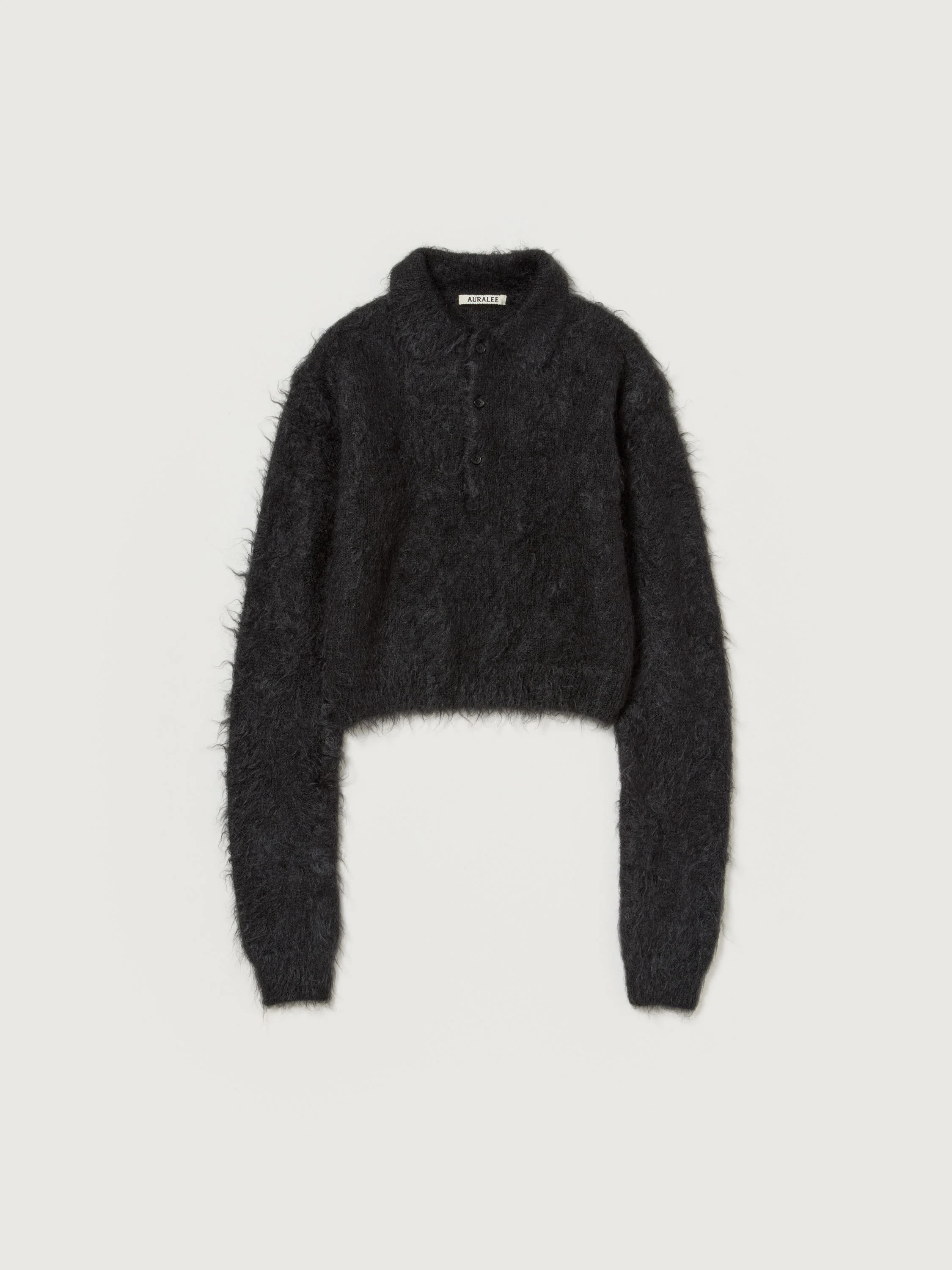 BRUSHED SUPER KID MOHAIR KNIT POLO - 1