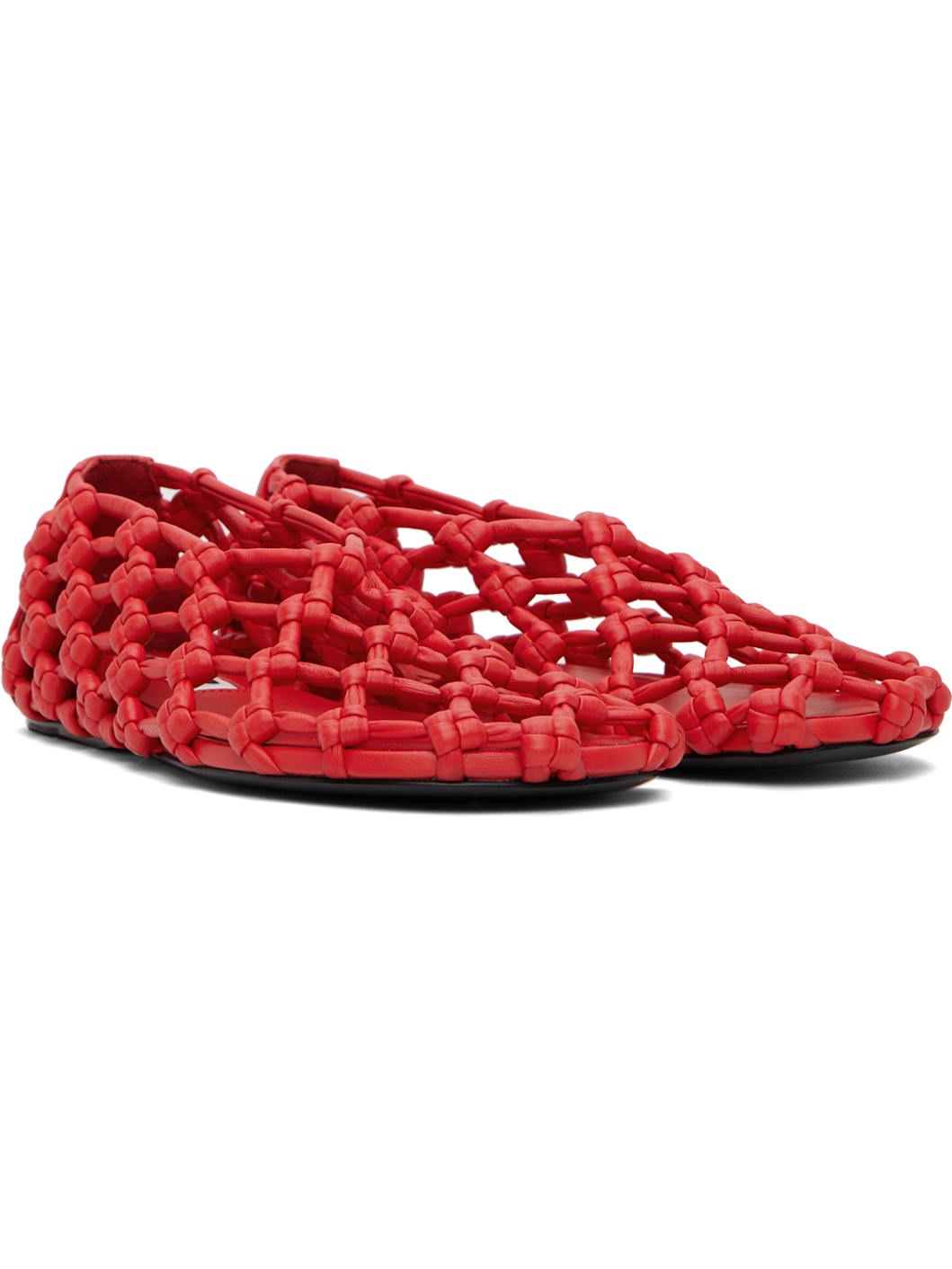 Red Hand-Knotted Ballerina Flats - 4