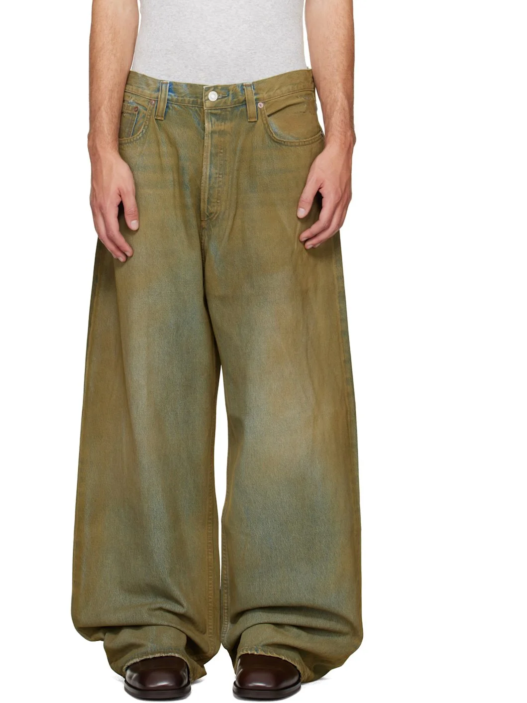 Green Bagley Rounded Baggy Jeans - 1