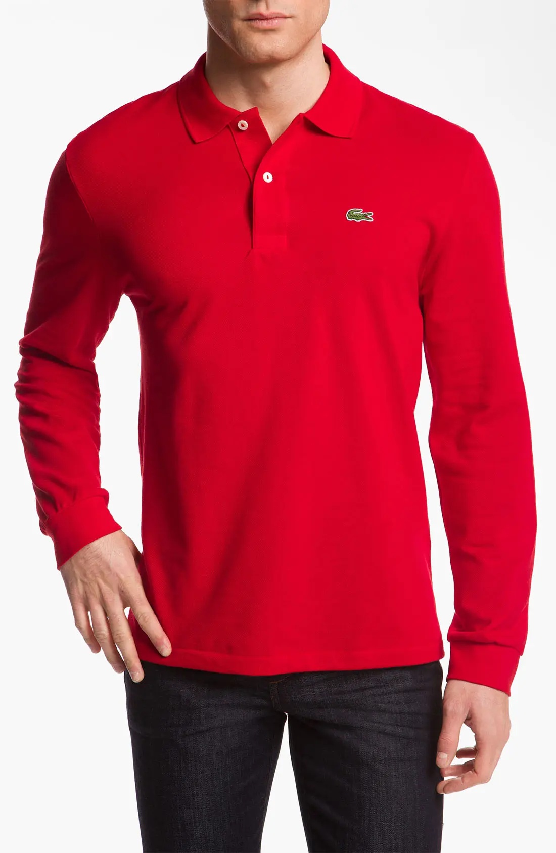 Regular Fit Long Sleeve Piqué Polo - 1