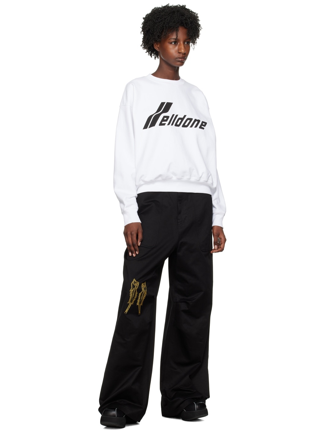 Black Embroidered Trousers - 4