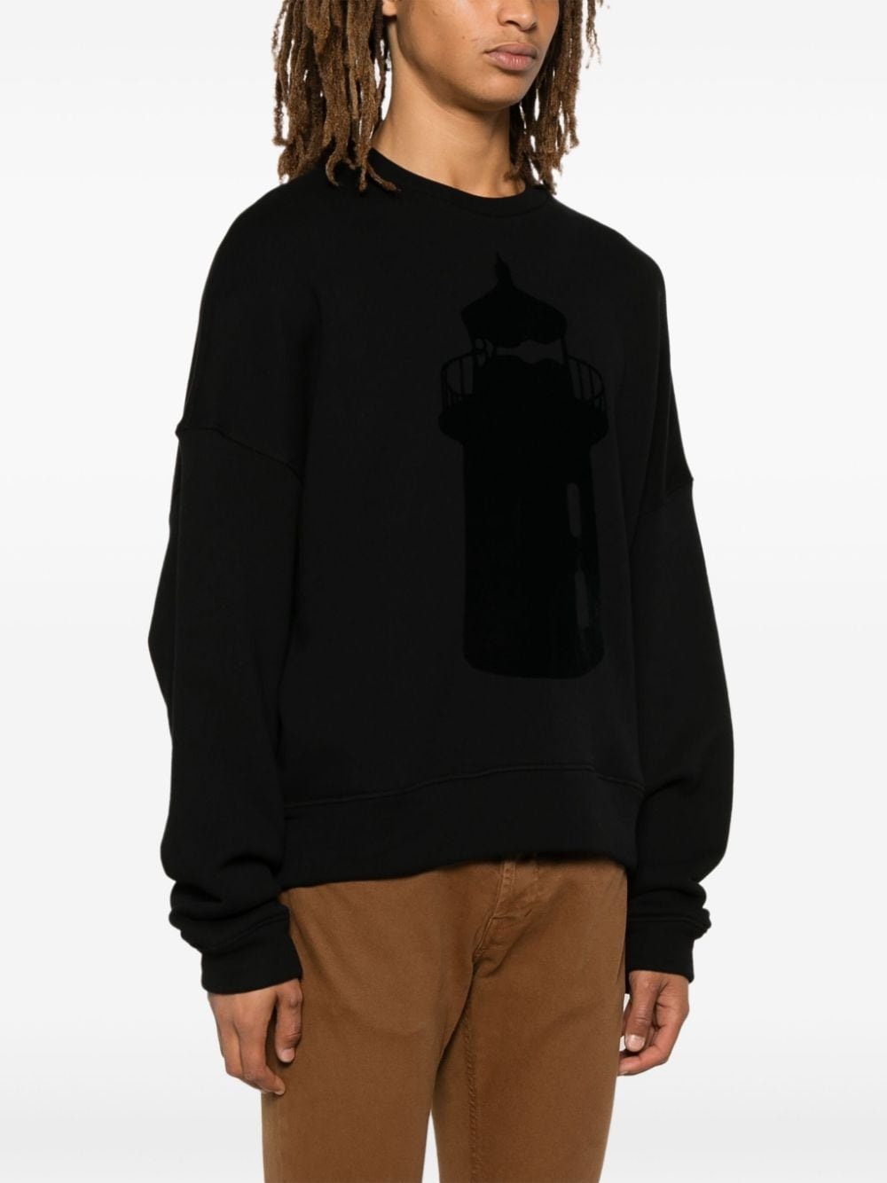 flocked-motif sweatshirt - 3