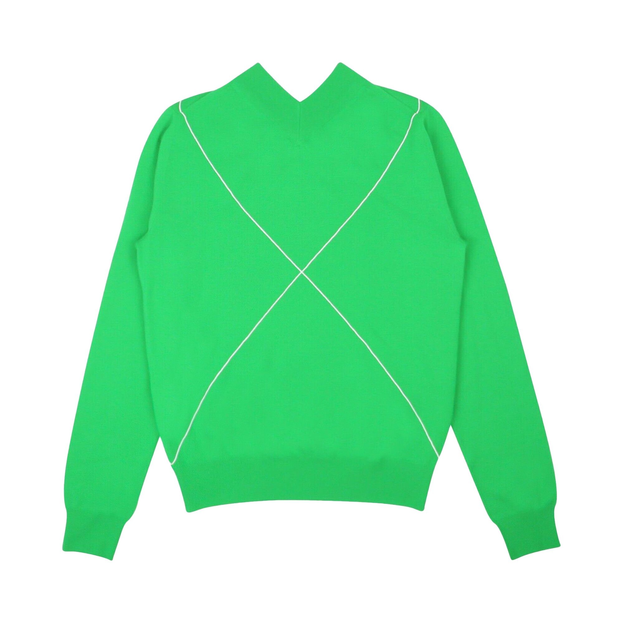 Bottega Veneta Contrast Stitch V Neck Sweater 'Grass Green' - 2