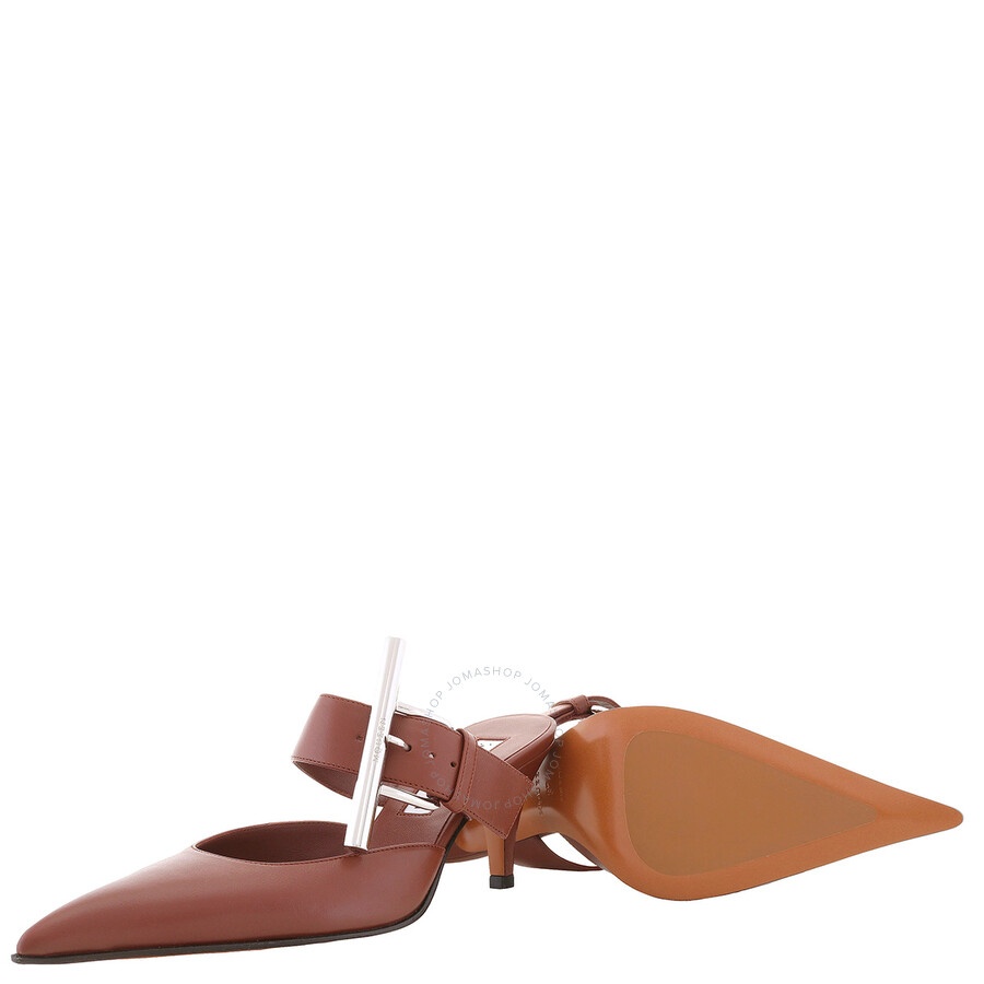 Alexander Mcqueen Ladies Rouge Fonce 70mm Francisco Leather Mules - 2