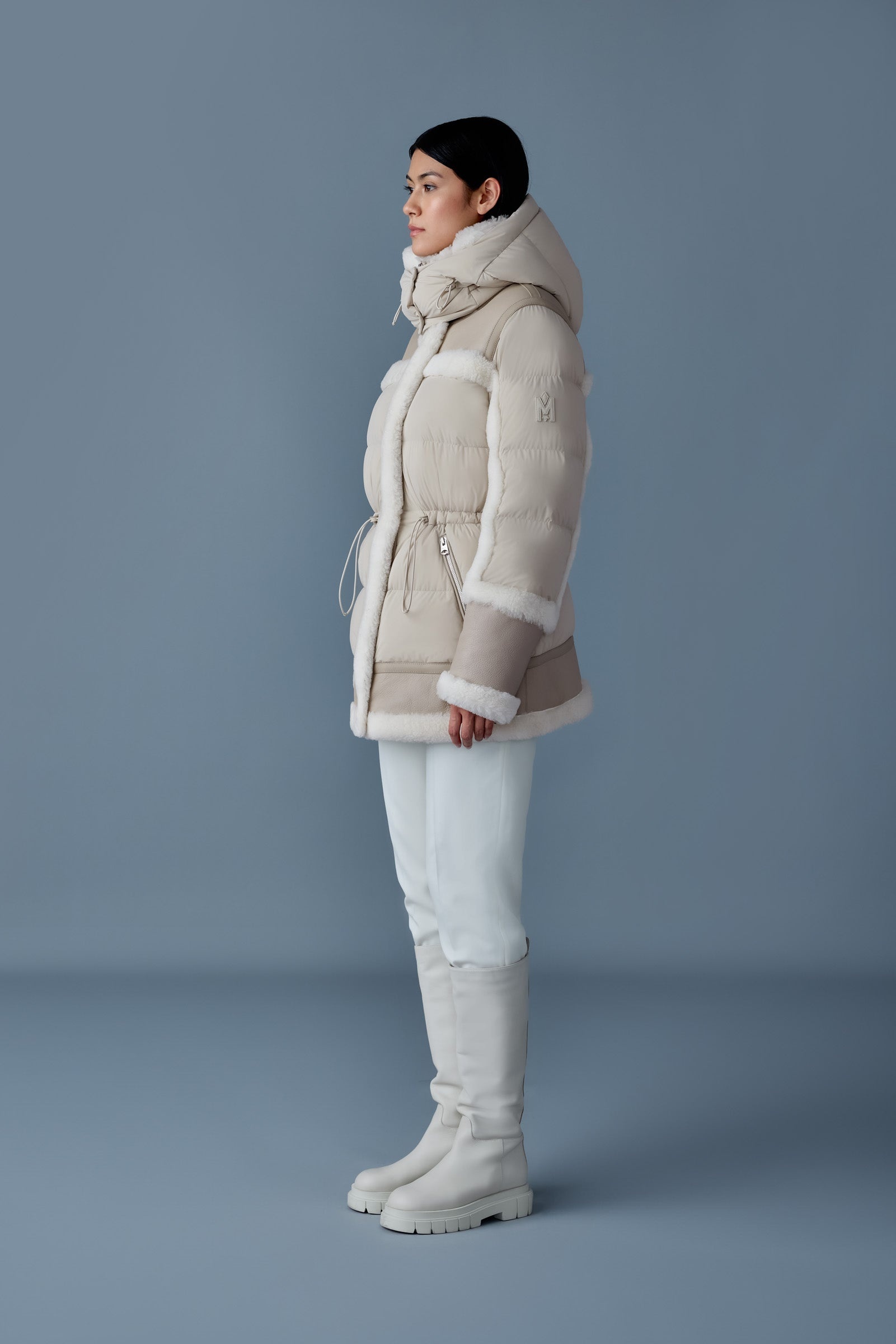 LILIBETH Mixed-media shearling down parka - 3