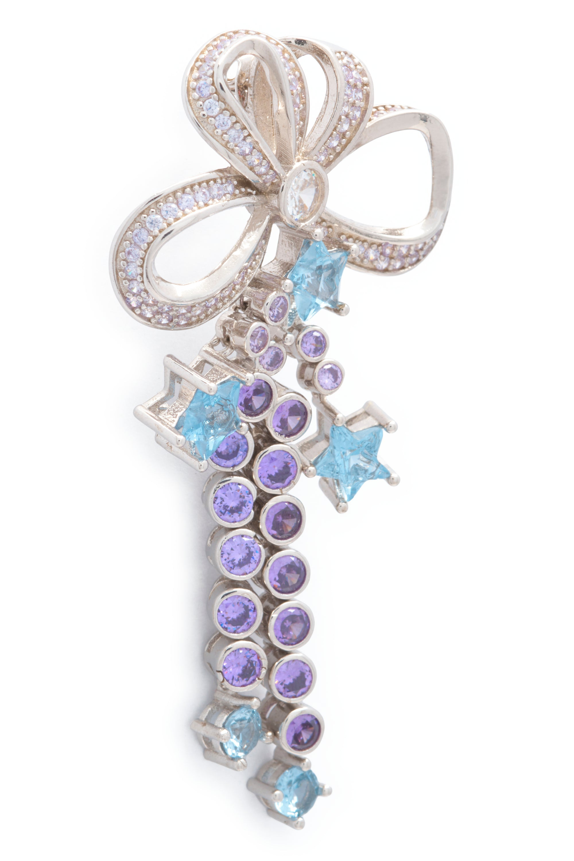 AMETHYST BOW JANGLE EARRINGS - 3