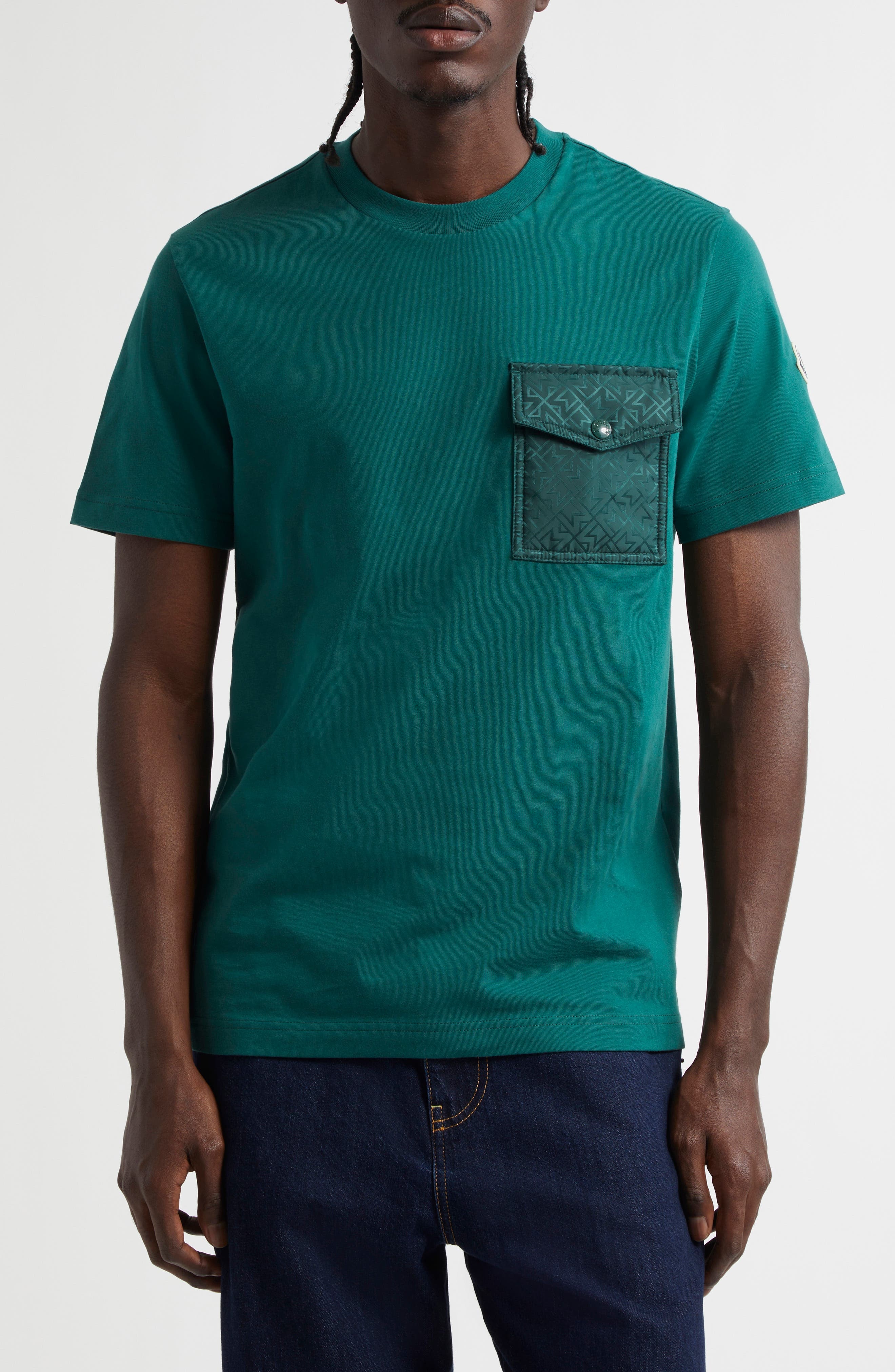 Moncler Logo Patch Cotton Pocket T-Shirt in Botanical Garden at Nordstrom - 1