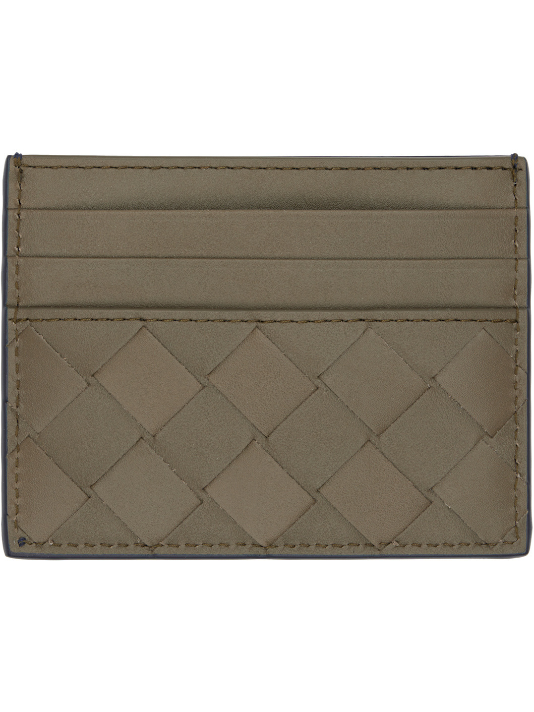 Navy & Green Intrecciato Credit Card Holder - 2