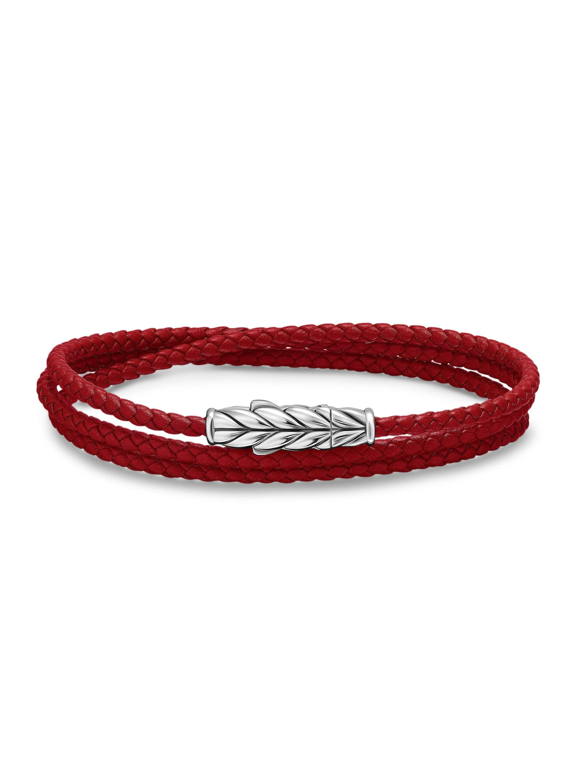 Men's Chevron Triple Wrap Bracelet - Red Silver - 1
