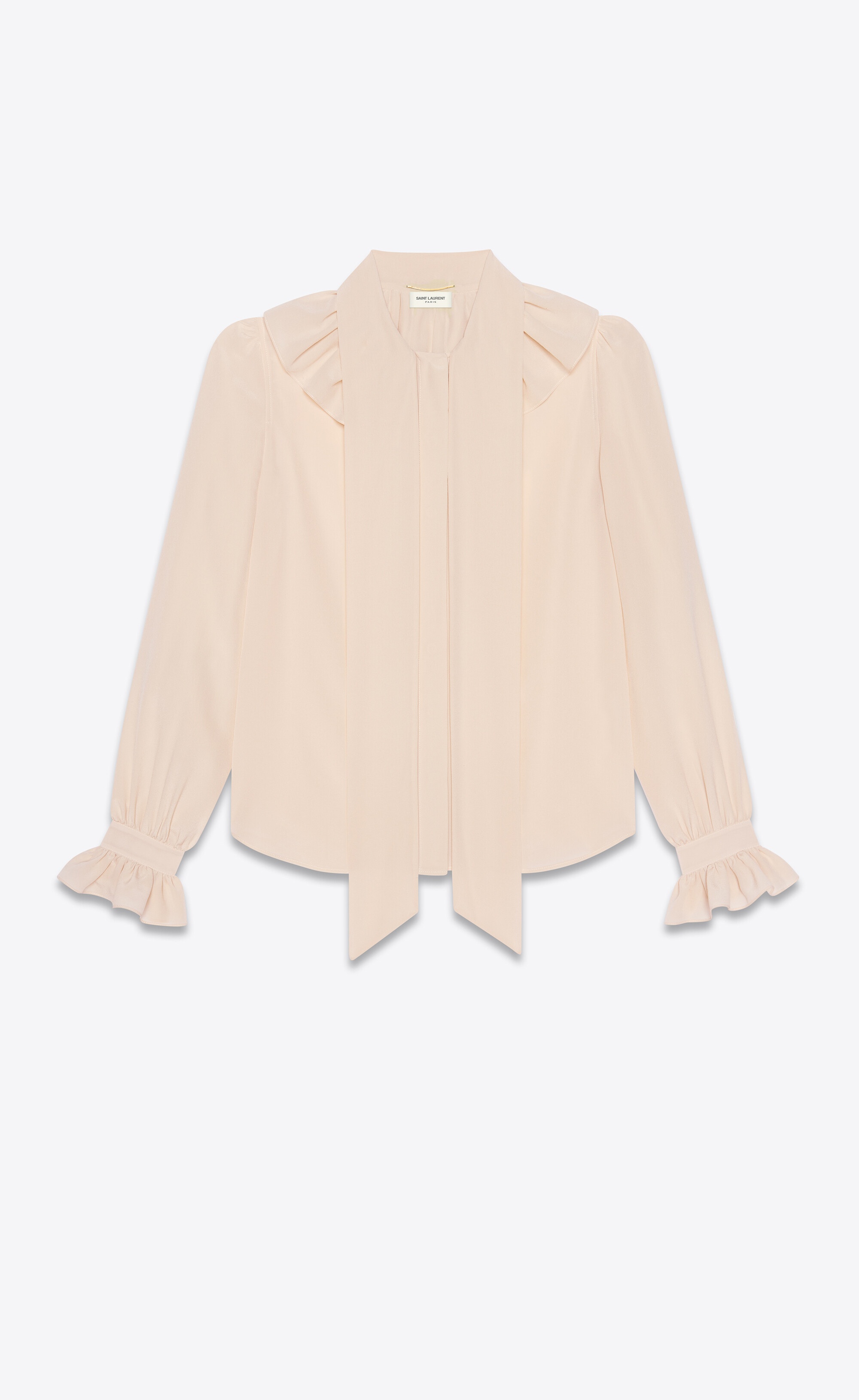 lavallière-neck ruffled blouse in crepe de chine - 3