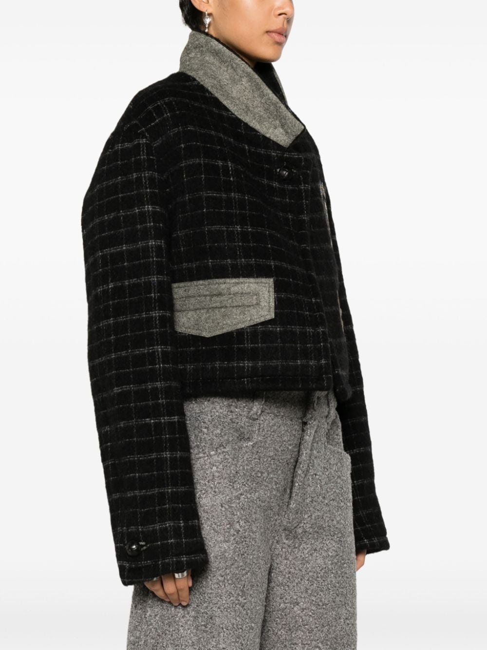 checked cropped jacket - 3