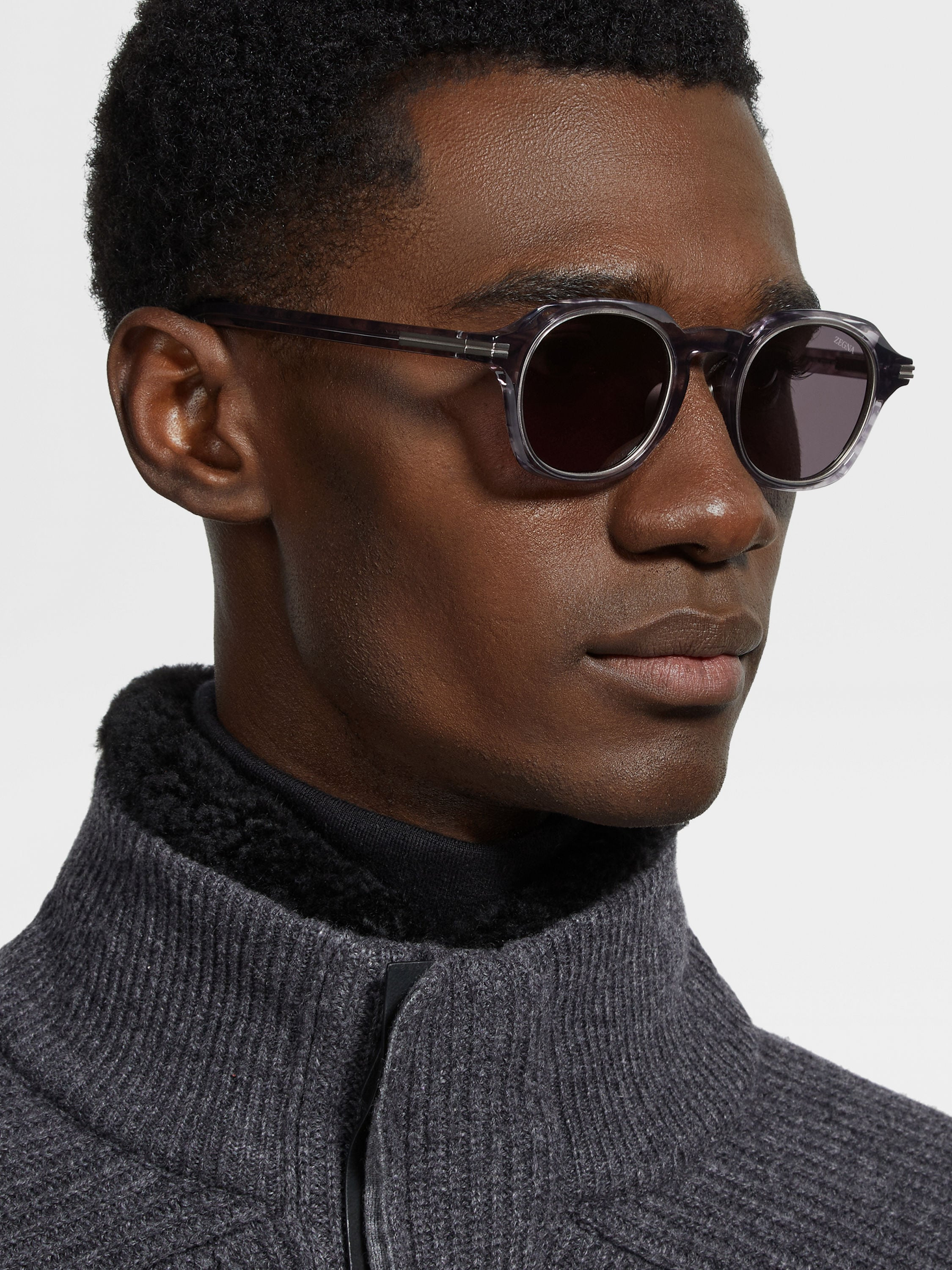 TRANSPARENT GREY ACETATE AND TITANIUM SUNGLASSES - 4