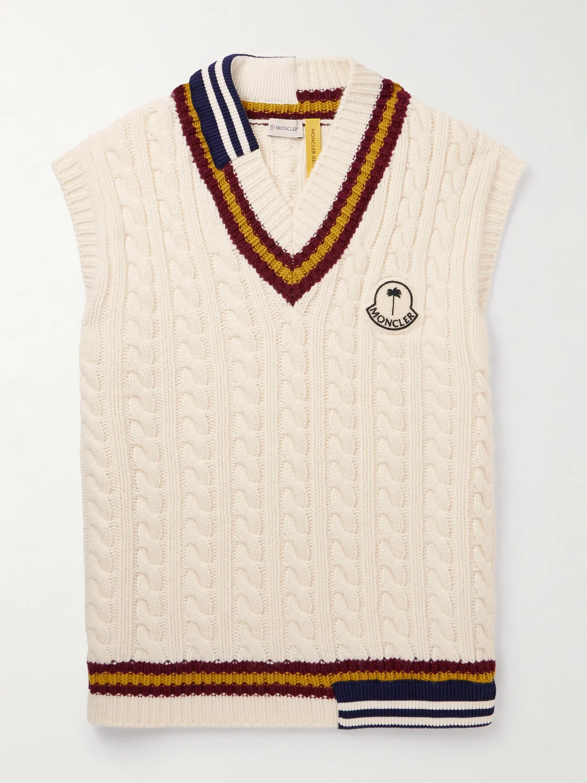 Palm Angels Logo-Appliquéd Cable-Knit Wool Sweater Vest - 1