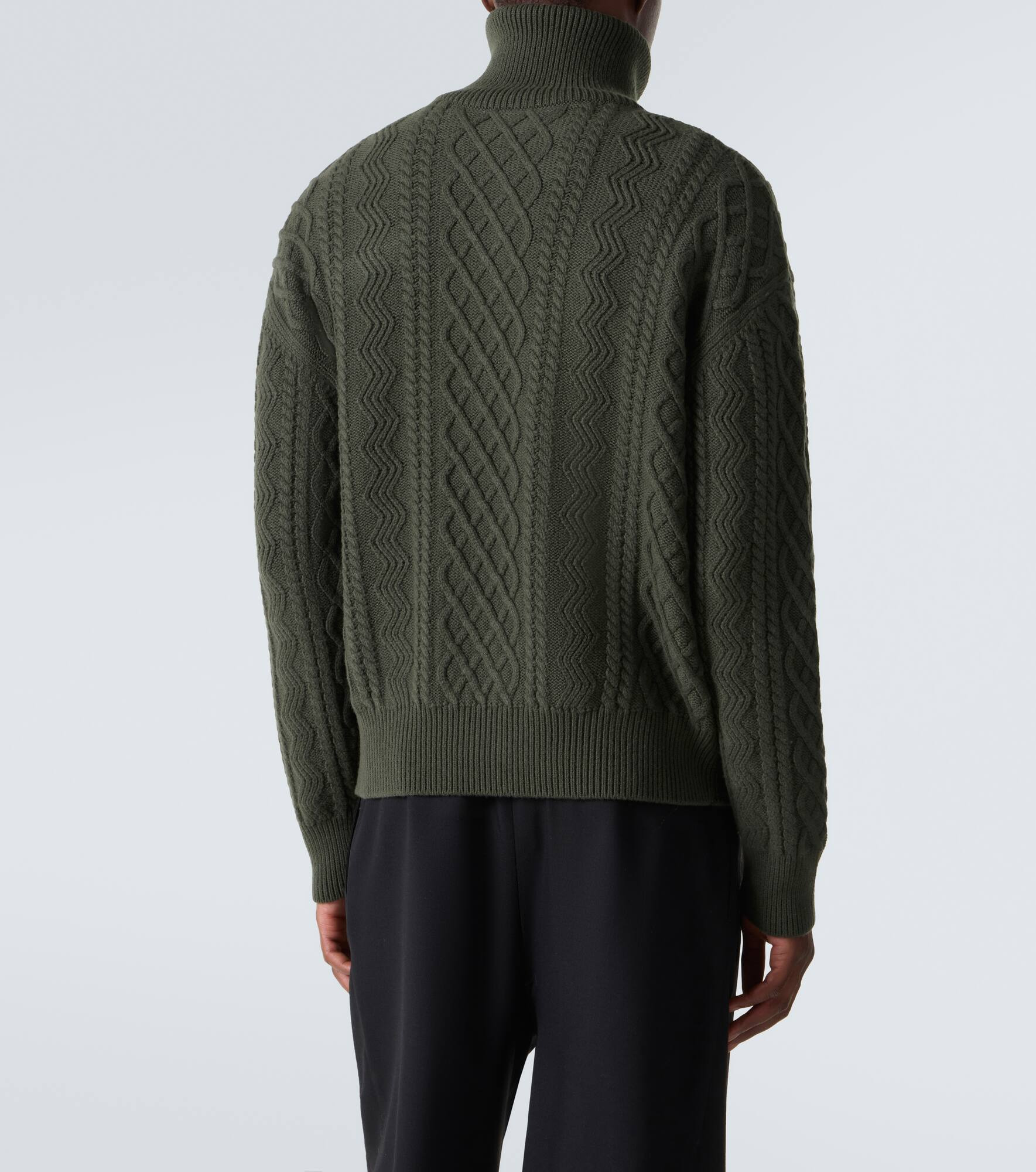 Aran-knit wool half-zip turtleneck sweater - 4
