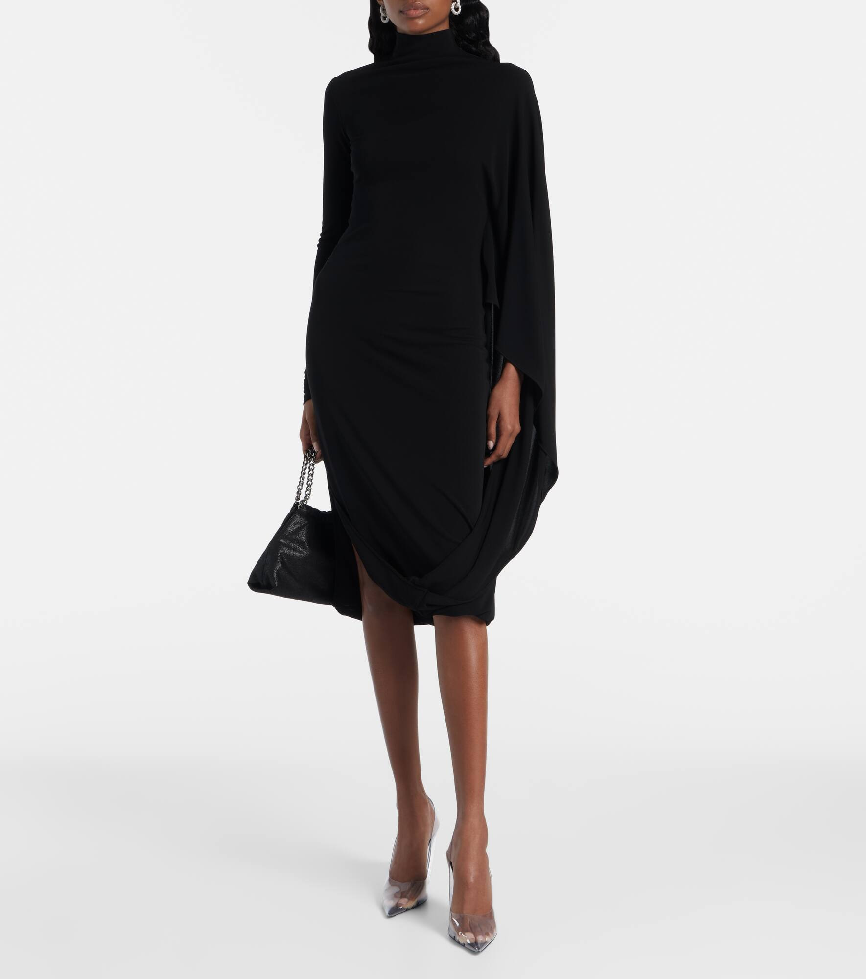 Draped high-neck midi dress - 2